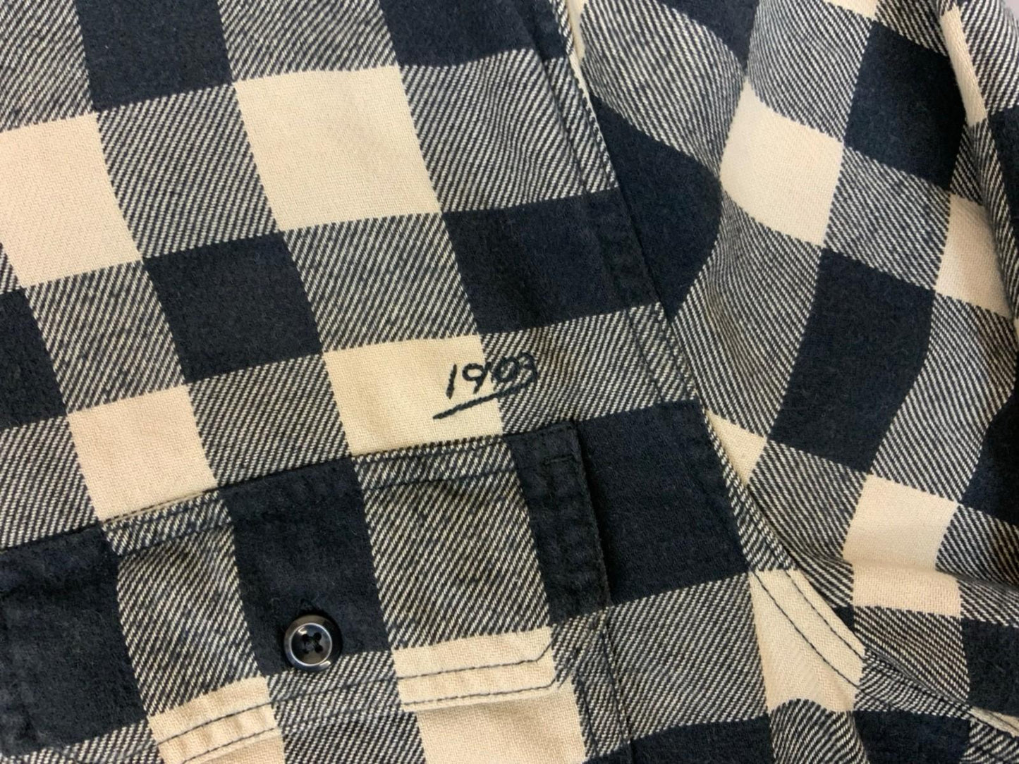 Genuine Harley Davidson Heavy Flannel Over Shirt Black White Buffalo Plaid XL