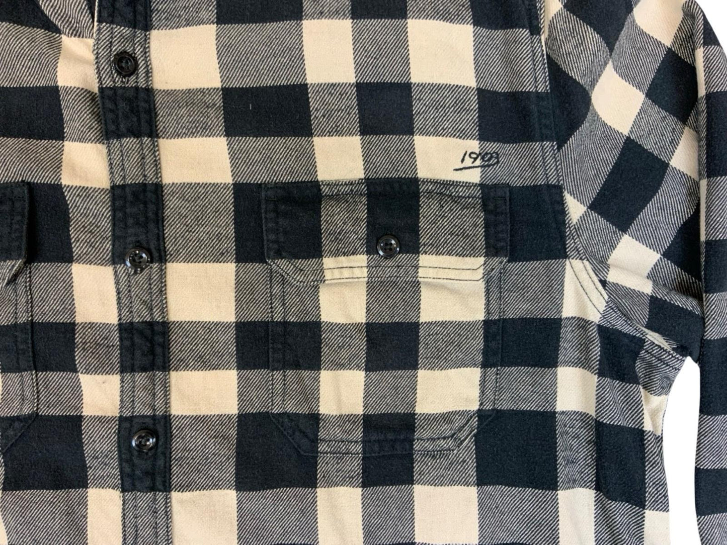 Genuine Harley Davidson Heavy Flannel Over Shirt Black White Buffalo Plaid XL