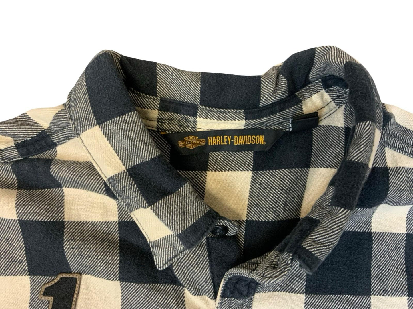 Genuine Harley Davidson Heavy Flannel Over Shirt Black White Buffalo Plaid XL