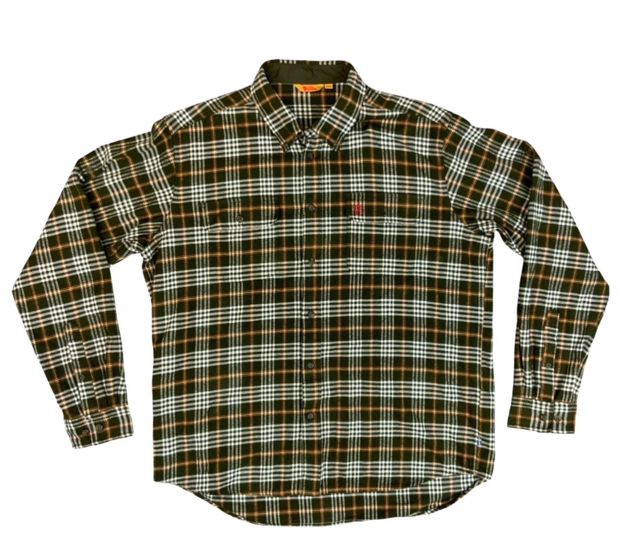 Fjall Raven 88069 Heavy Flannel Duck Shirt Overshirt Green Plaid XXL