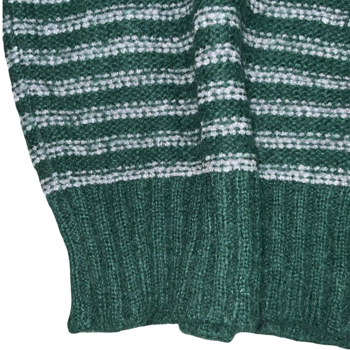 VTG Green Grey V-Neck Striped Sleeveless Knit Sweater Vest Medium UK 12/14