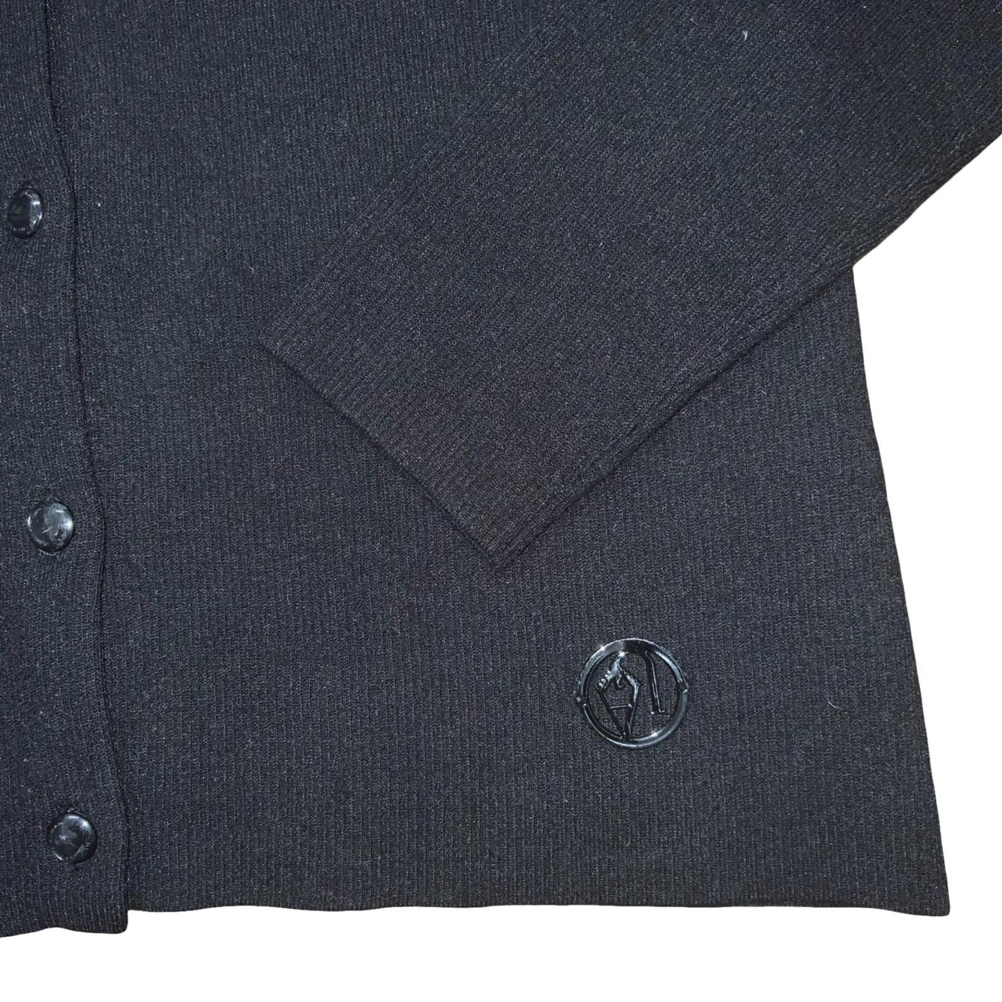 VTG 'Armani Jeans' Black White Monotone Snap Button Casual Cardigan UK 8/10