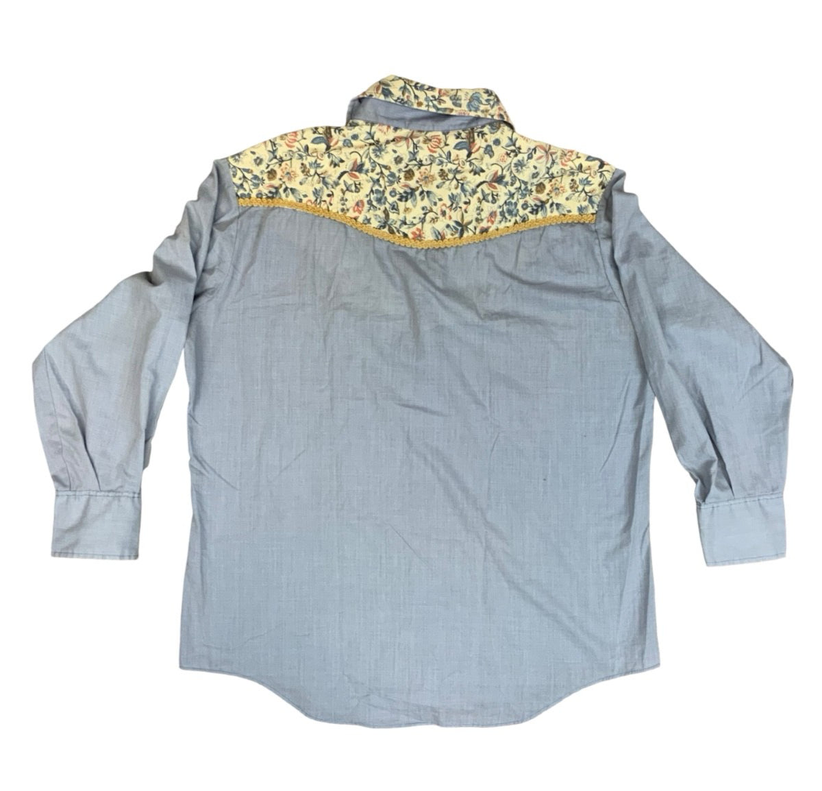 VTG 70s USA MONTGOMERY WARD FLORAL YOKED COTTON WESTERN SHIRT COUNTRY XL