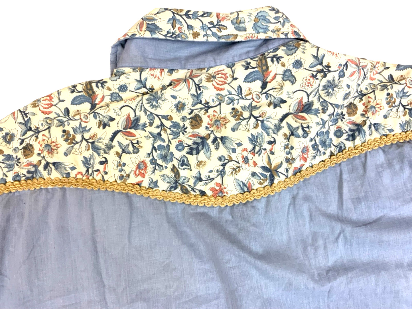 VTG 70s USA MONTGOMERY WARD FLORAL YOKED COTTON WESTERN SHIRT COUNTRY XL