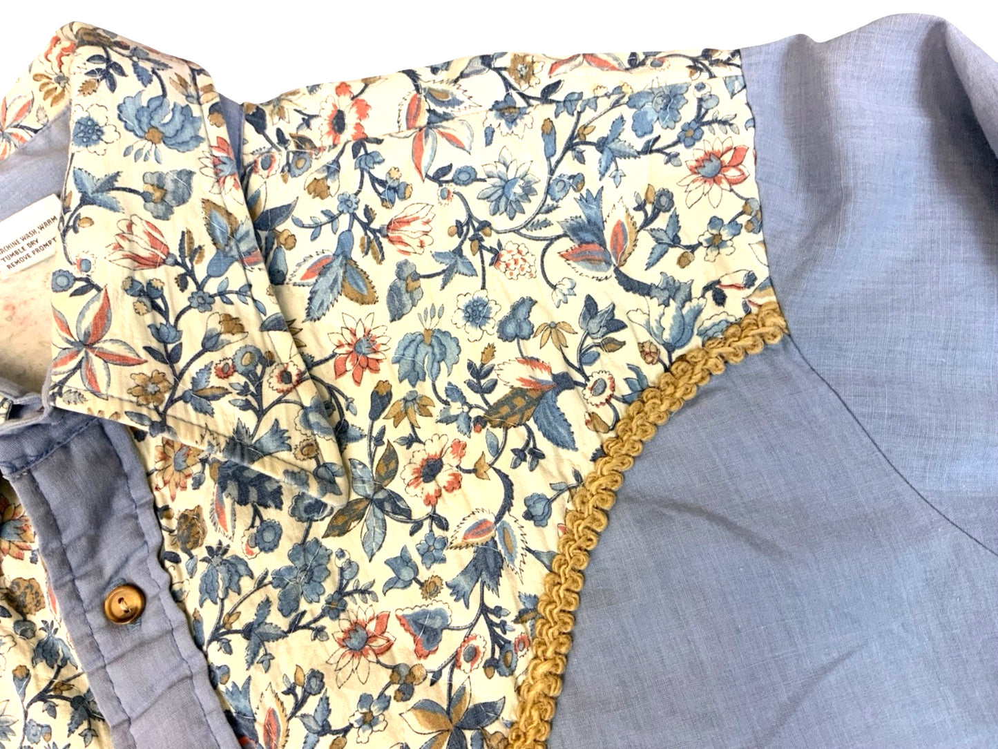 VTG 70s USA MONTGOMERY WARD FLORAL YOKED COTTON WESTERN SHIRT COUNTRY XL