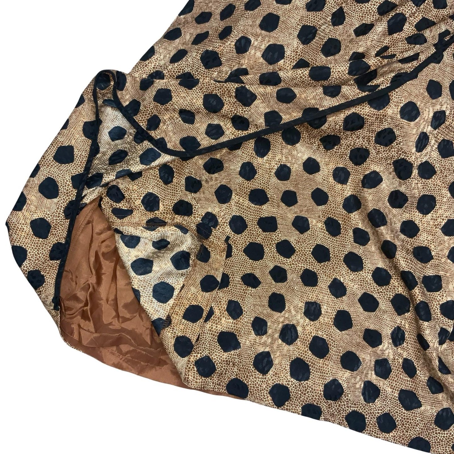 Vtg 80s 'Fink Modell' Gold Black Animal Giraffe Print Wrap-Style Dress UK 16