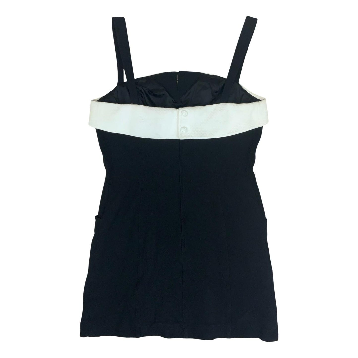 VTG 90s RARE 'Thierry Mugler' Black White Mini Anchor Sailor Bodycon Dress UK 8
