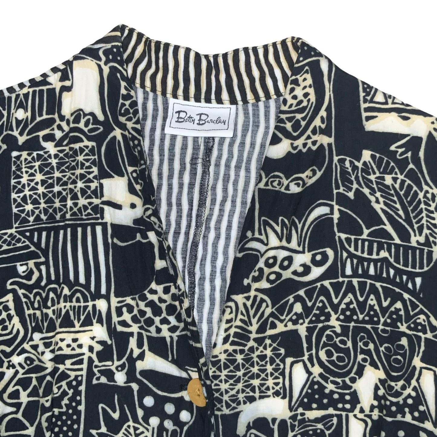 80s 90s 'Betty Barclay' Black White Abstract Patterned Sleeveless Blouse UK12