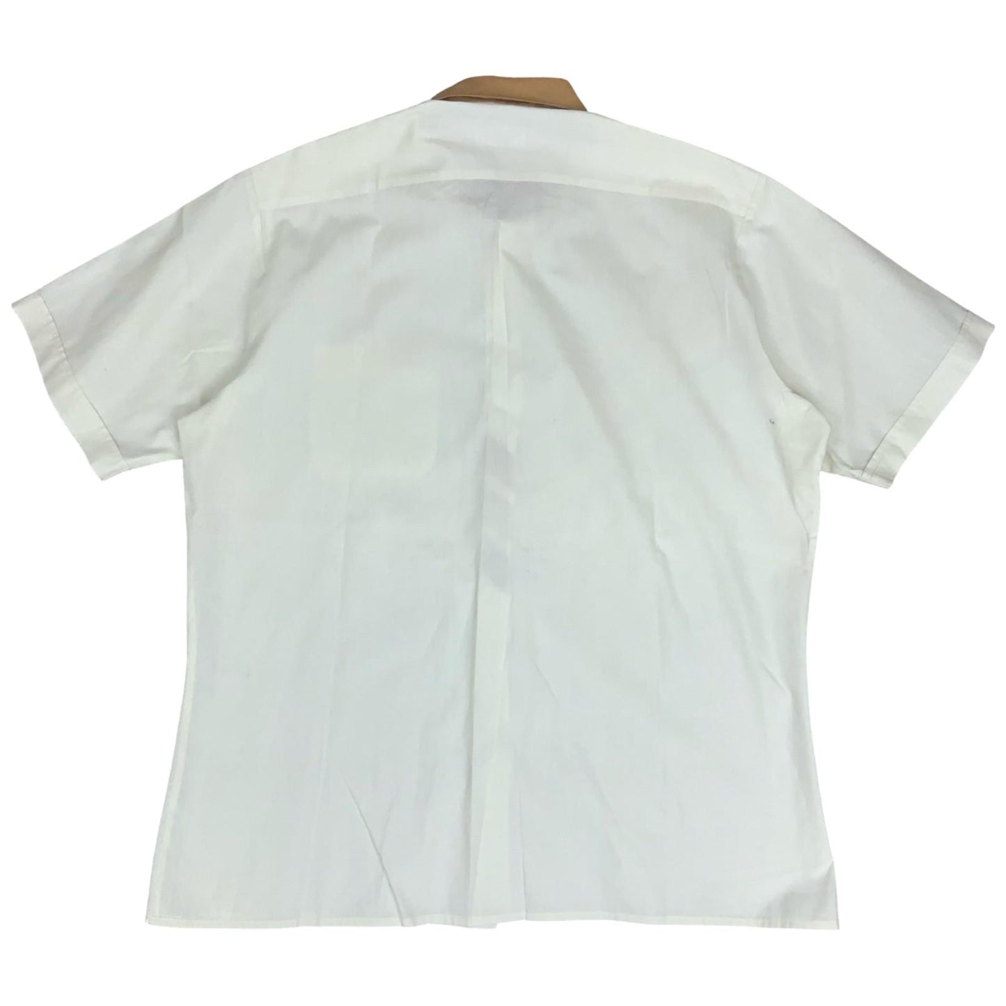 VTG 80s 'Enrico Mentone' White Brown Grey Stripe Short Sleeve Casual Shirt XL