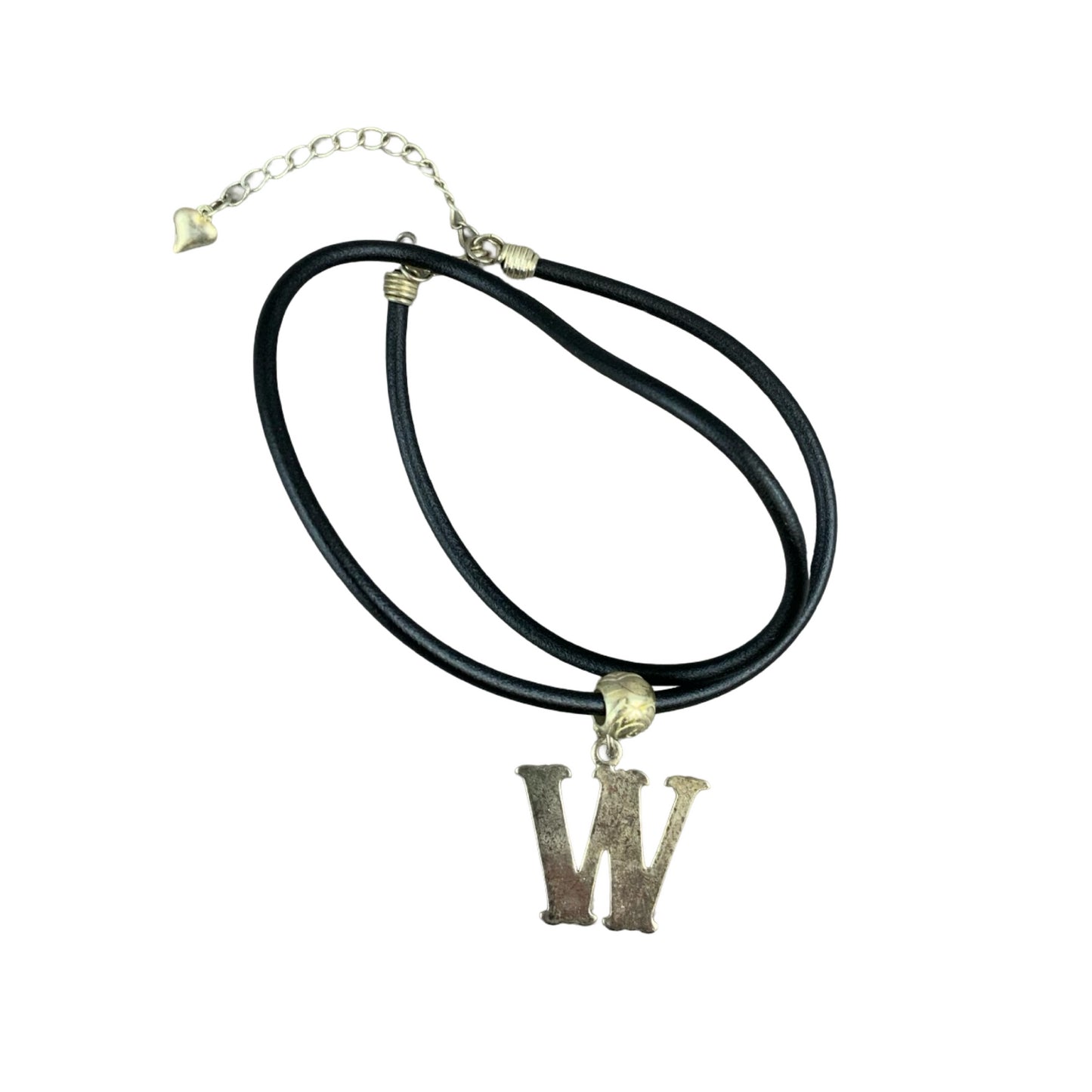 Vintage Deadstock 90s Y2K Blue Letter 'W' Initial Thong Necklace