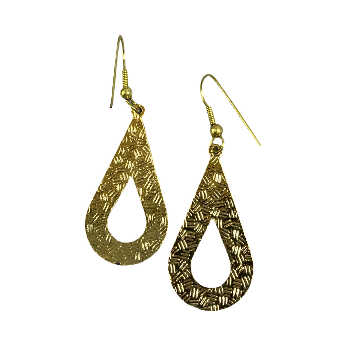 VTG 90S RED GOLD GREEN ART DECO ENAMEL FLORAL TEARDROP DANGLE EARRINGS ENV9