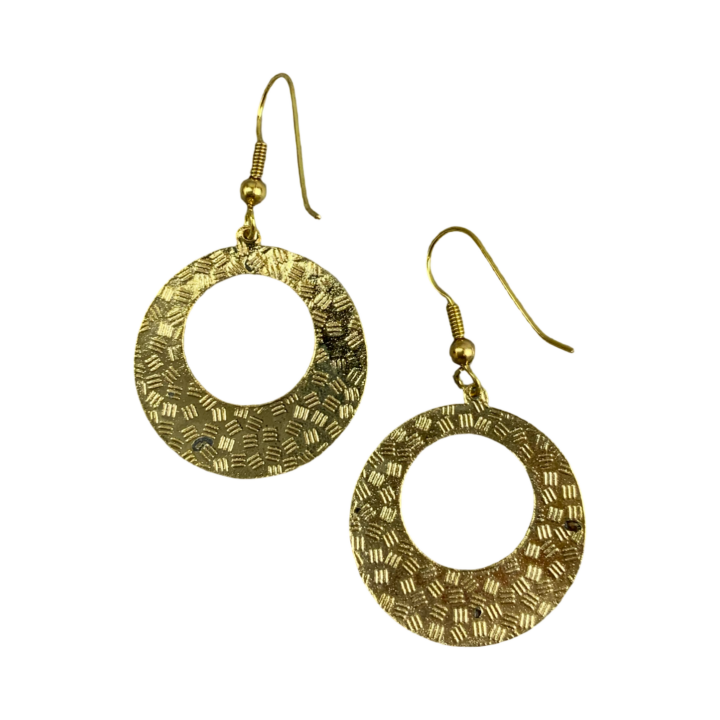 VTG 90S BLUE GOLD GREEN ART DECO FLORAL ENAMEL GEOMETRIC DROP EARRINGS ENV11