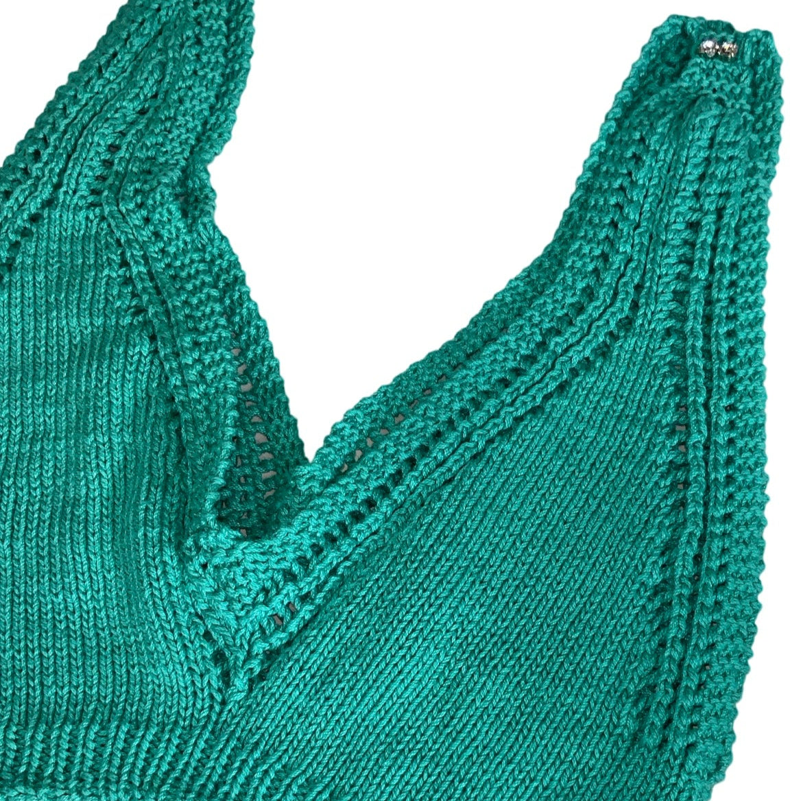 Vintage 90s Y2K Teal Green Crop Bralette Tank Top 6 XS