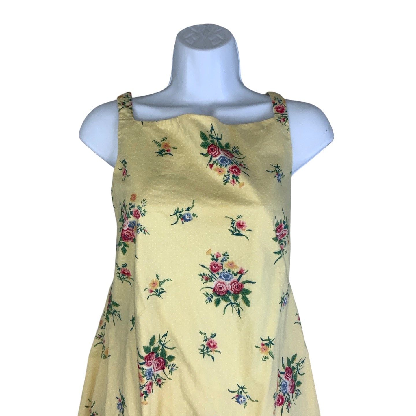 Vintage 90s y2k ‘Ralph Lauren’ Yellow Pink Floral Sleeveless Mini Dress 12 14