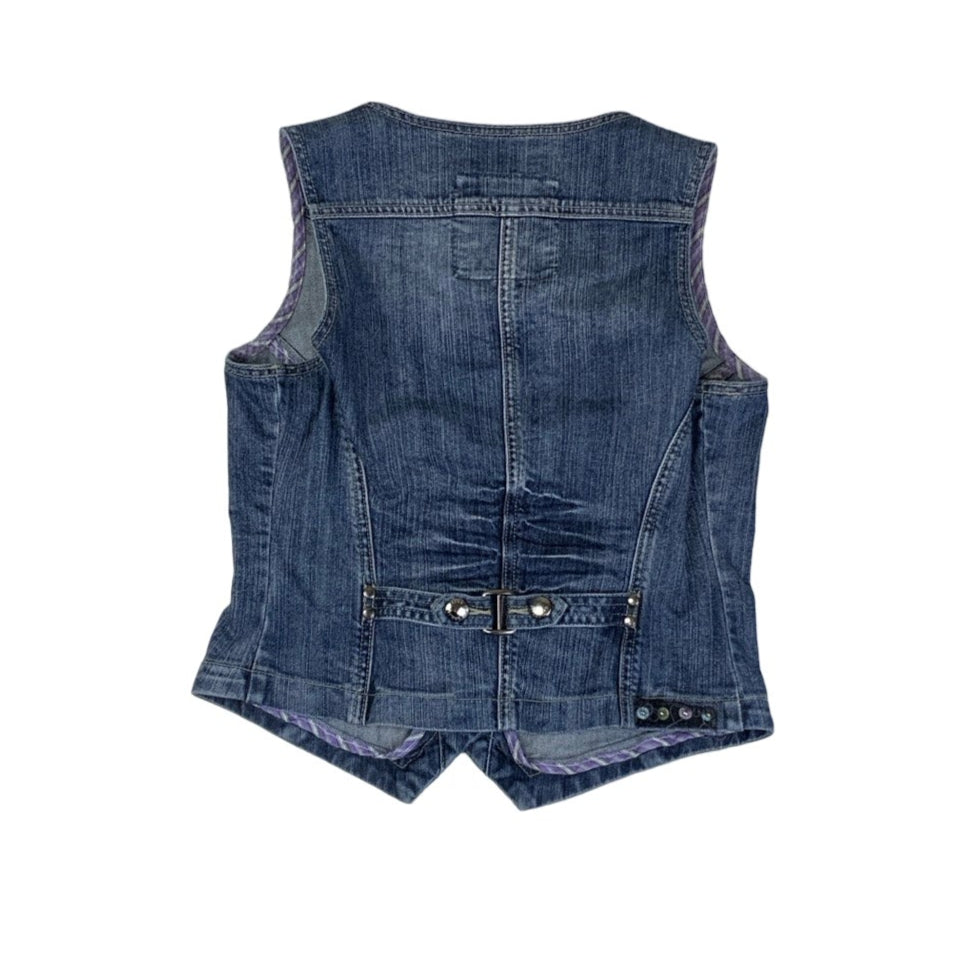 Vintage 90s 00s Y2K ‘Design Street One’ Denim Waistcoat 10 12 S