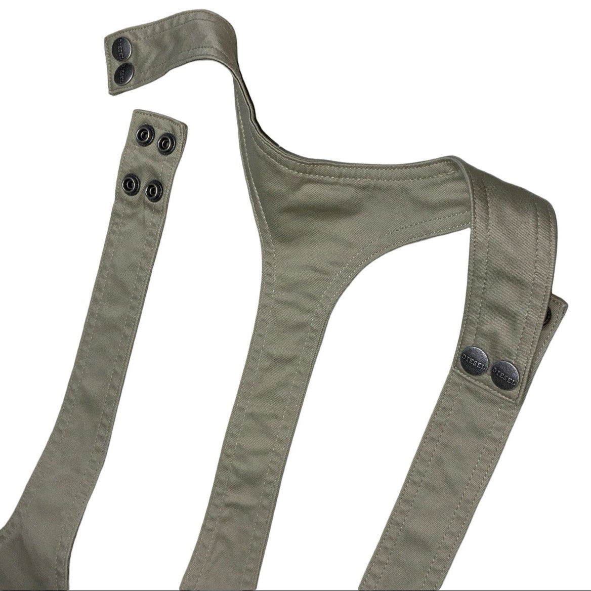 Vintage ‘Diesel’ Beige Denim Dungaree Pinafore Mini Dress 8 10