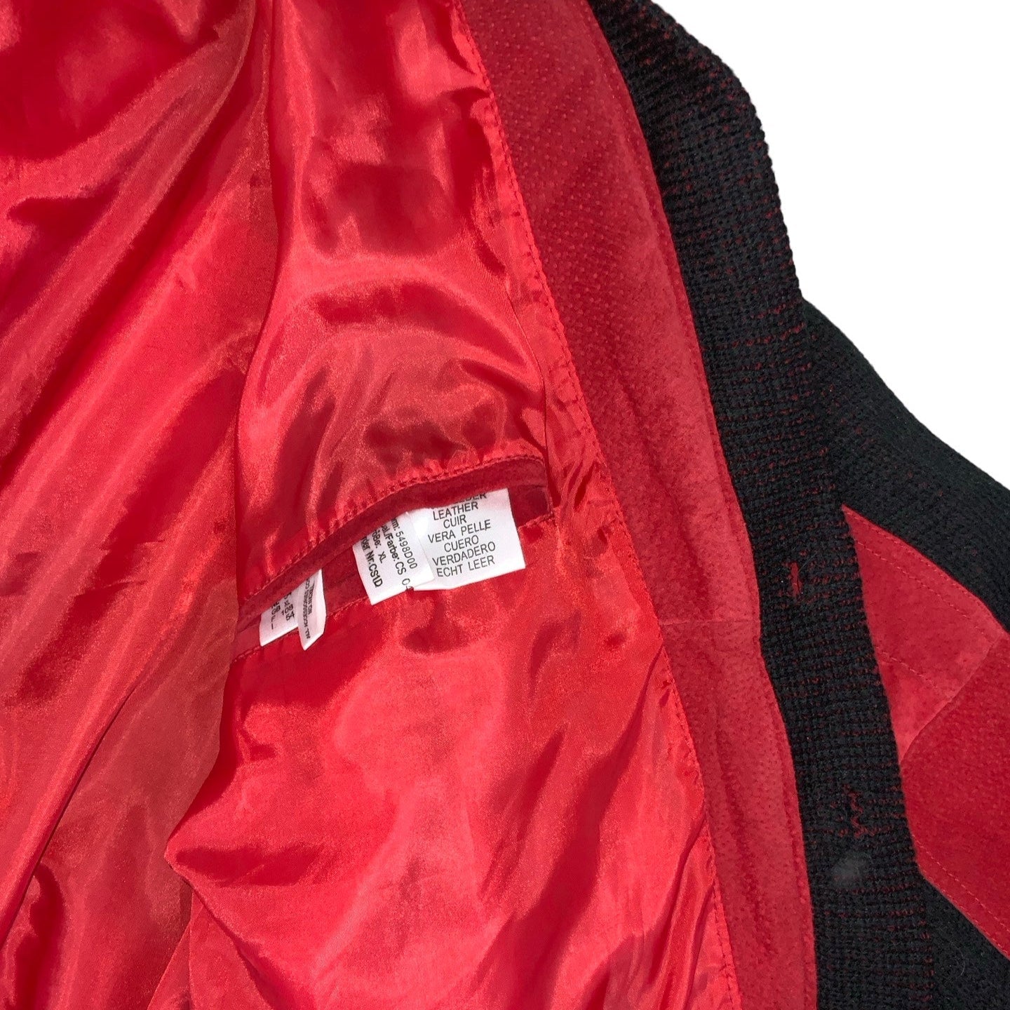 Vintage 80s Red Black Patchwork Suede Cardigan 16 18 L