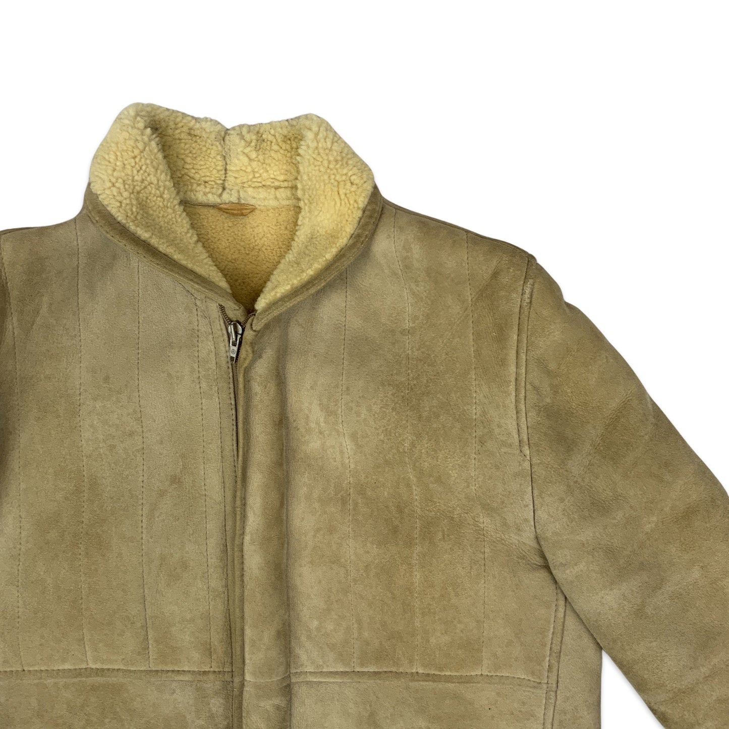 Vintage 80s Cream Sheepskin Shearling Coat M