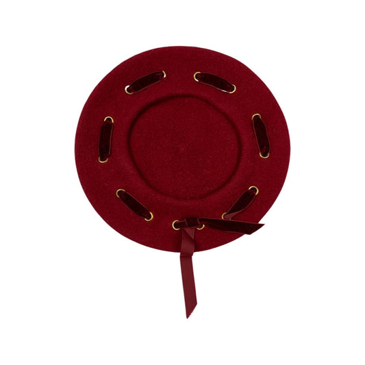 Vintage Red Velvet Ribbon Beret