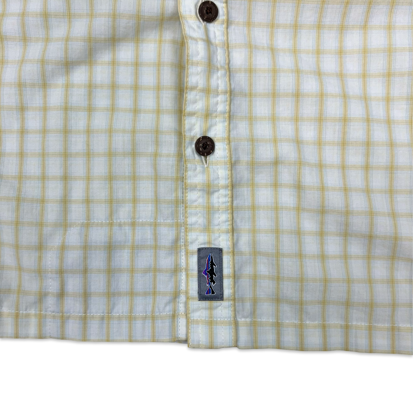 Patagonia White & Yellow Checked Long Sleeve Shirt XL