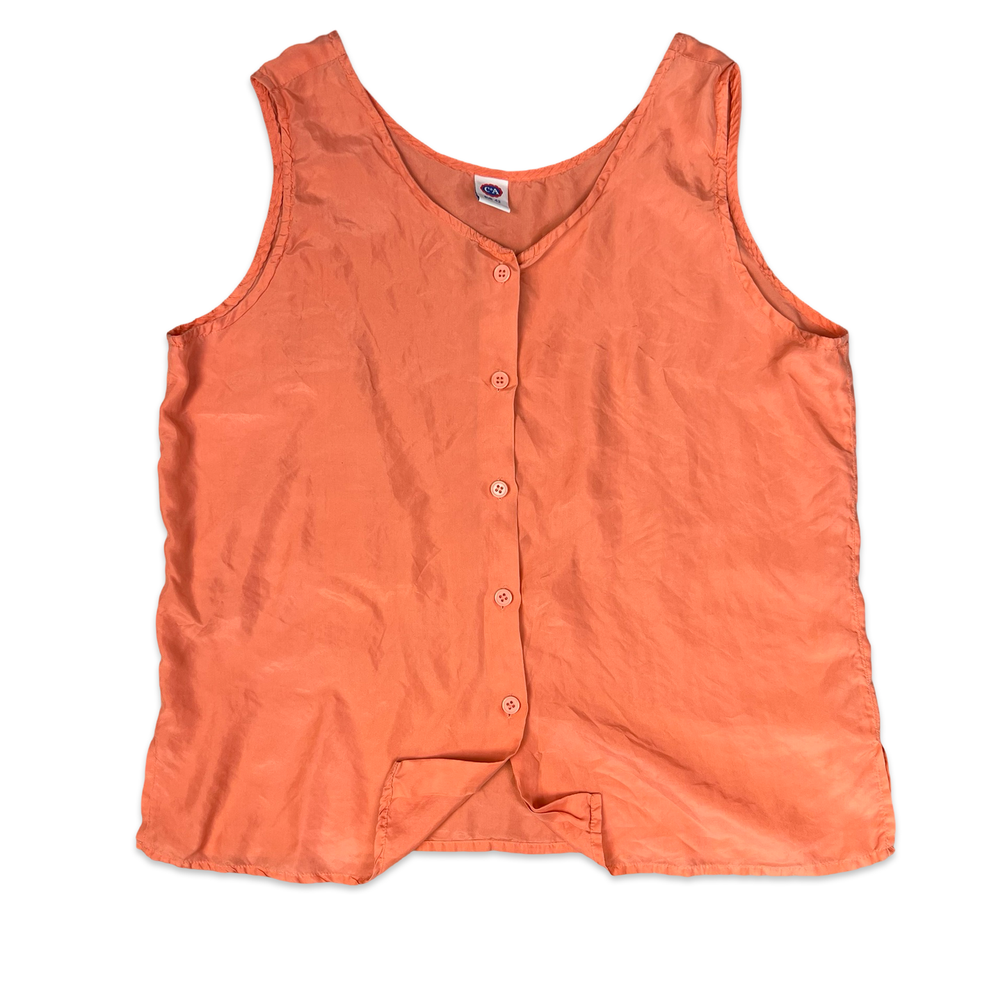 Vintage C&A Sleeveless Silk Peach Blouse 14