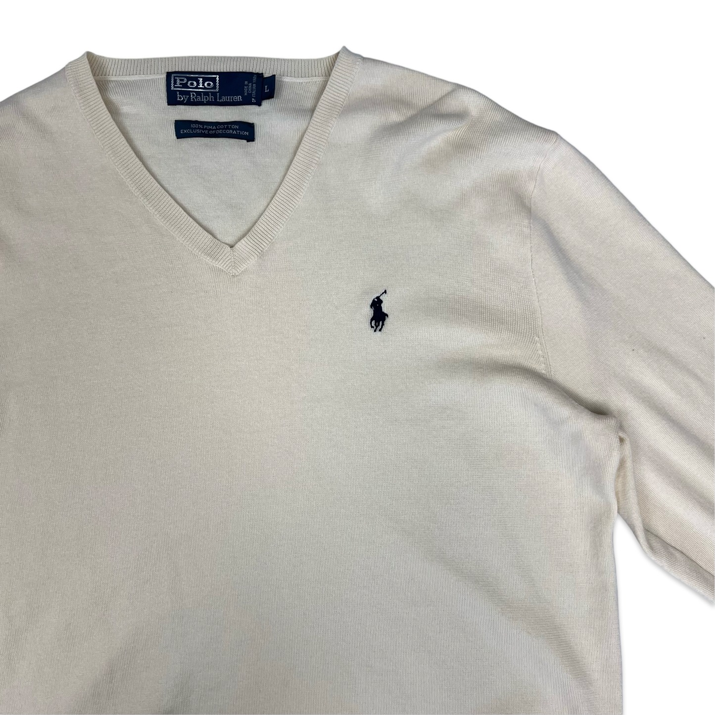 Ralph Lauren Beige V-neck Knit Jumper XL