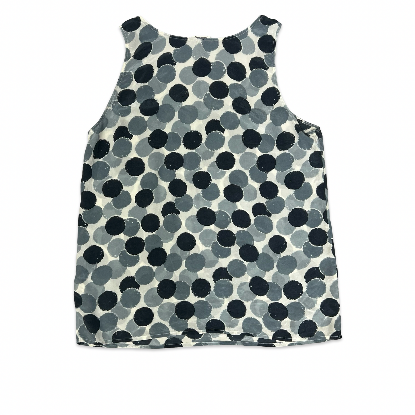 Sleeveless Grey Spot Print Silk Blouse 12