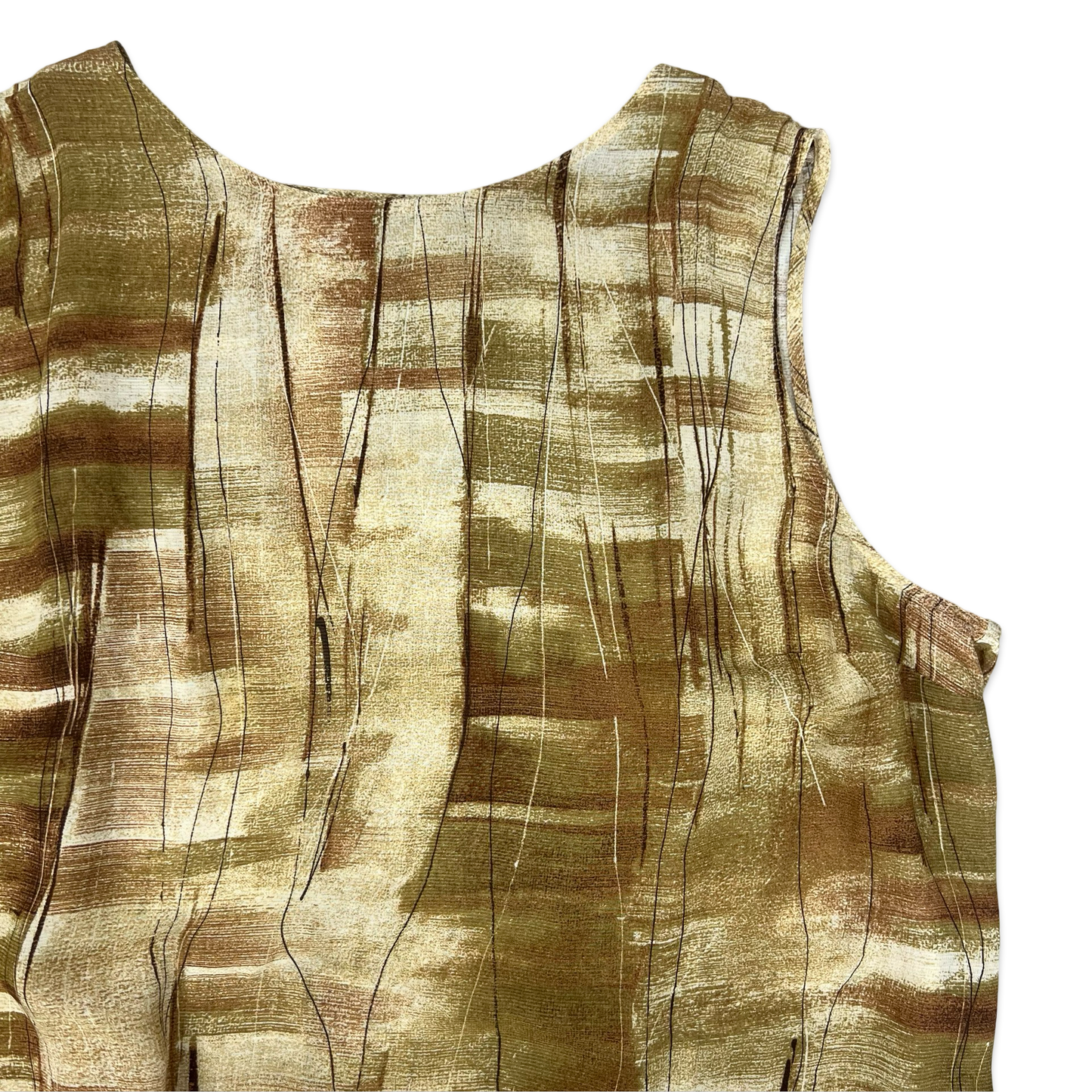 Brown Abstract Print Sleeveless Blouse 20