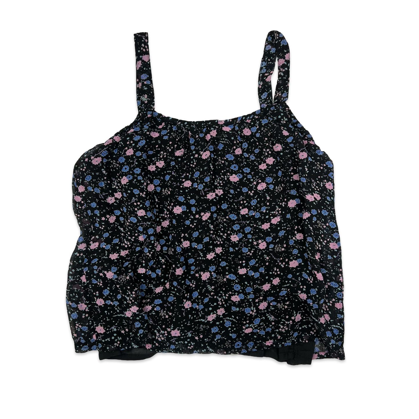 Vintage Black & Purple Floral Print Strappy Top 8