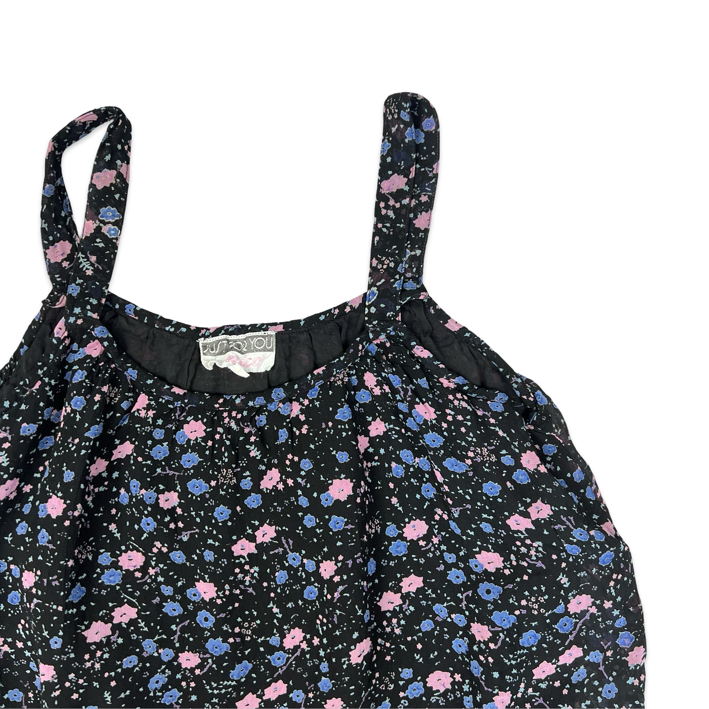 Vintage Black & Purple Floral Print Strappy Top 8