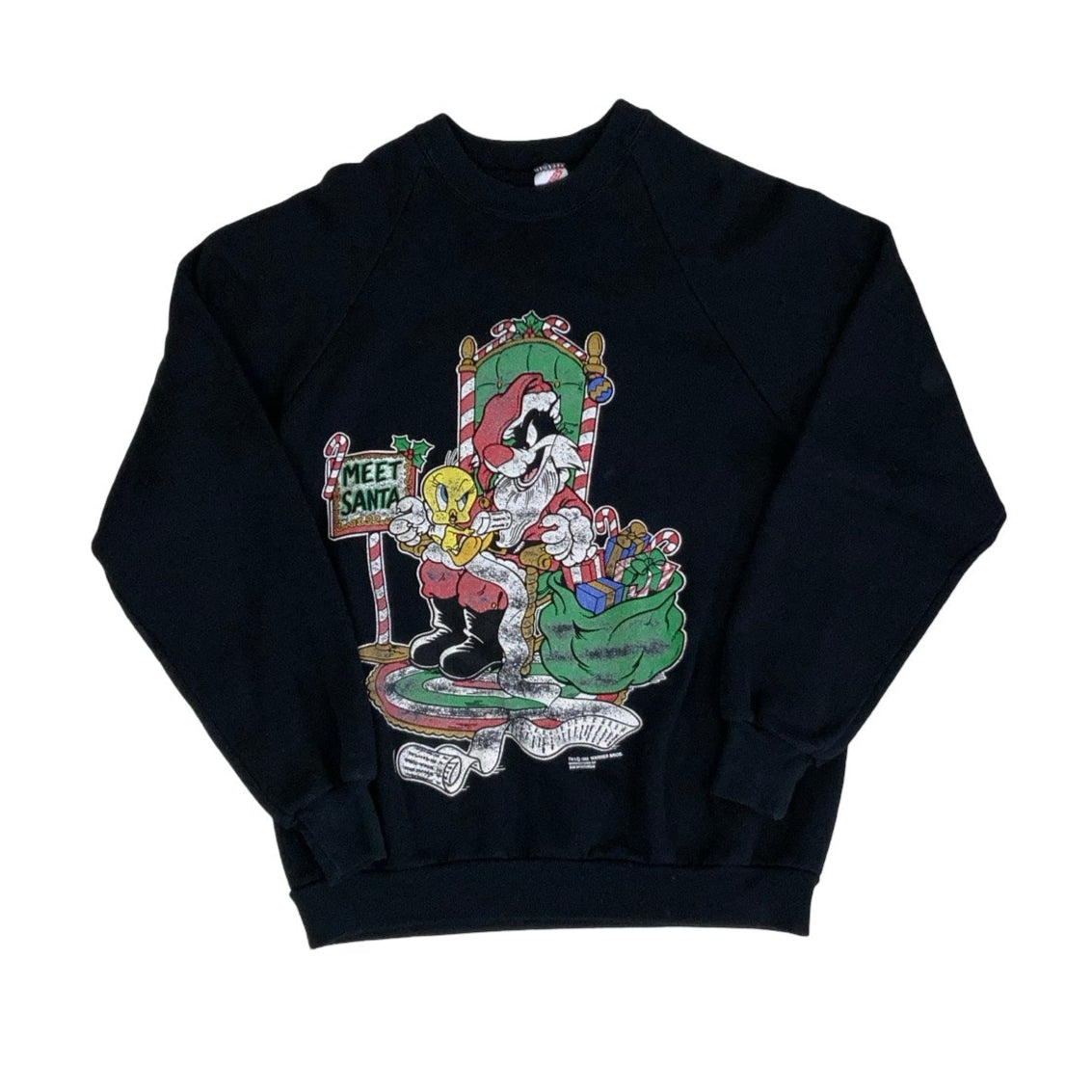 Vintage 1993 'Warner Bros' Official Cartoon Black Graphic Sweatshirt M
