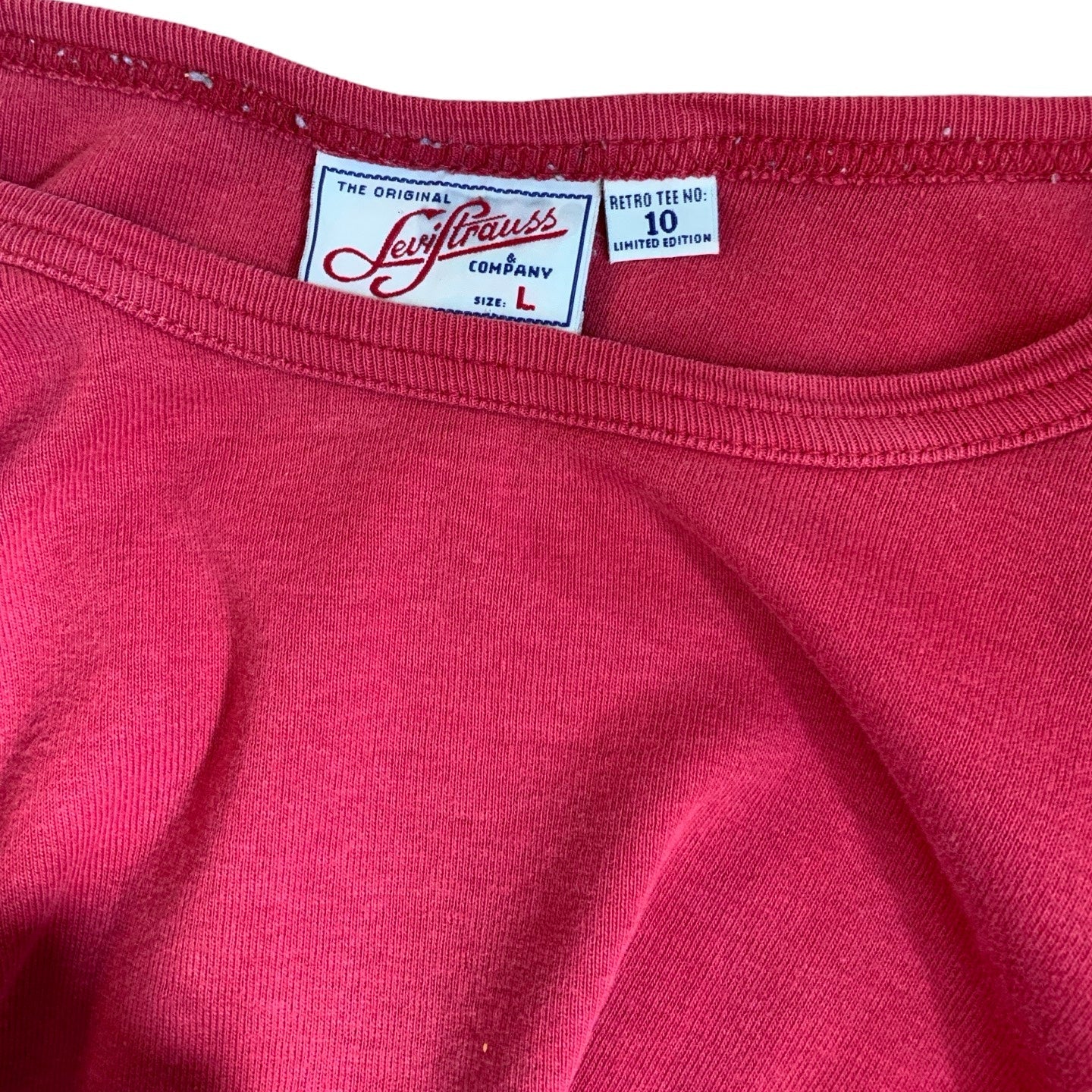 Vintage 'Retro Tee No: 10.' Levi's Limited Edition Sample Red Spell-Out Short Sleeved T-Shirt S