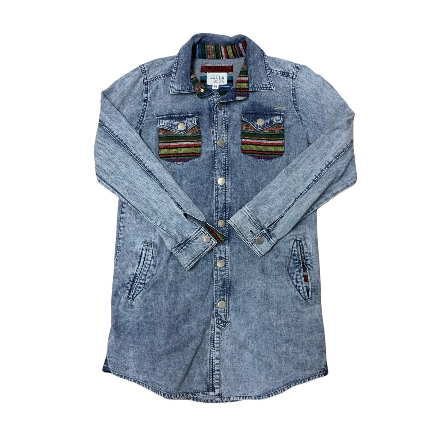 Vintage 90s Billabong Colourful Tapestry Stonewashed Denim Shirt S M