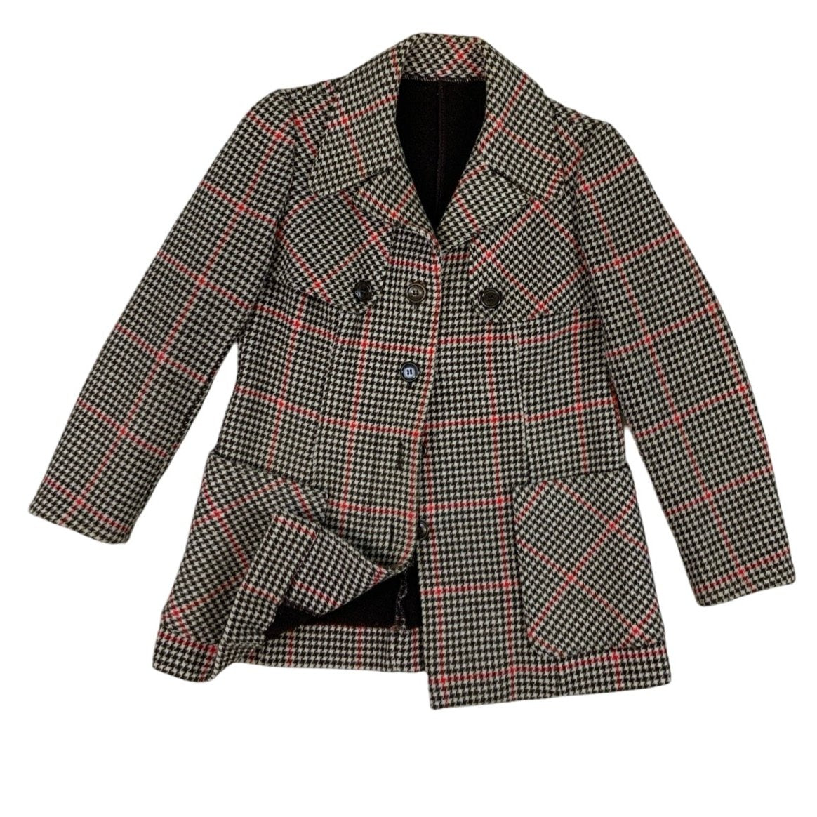 Vintage Dog Tooth Pattern Wool Jacket 6 8
