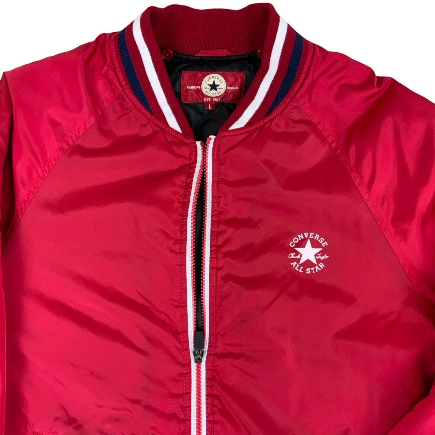 Vintage 90s Converse Red Quilted Bomber Jacket L XL