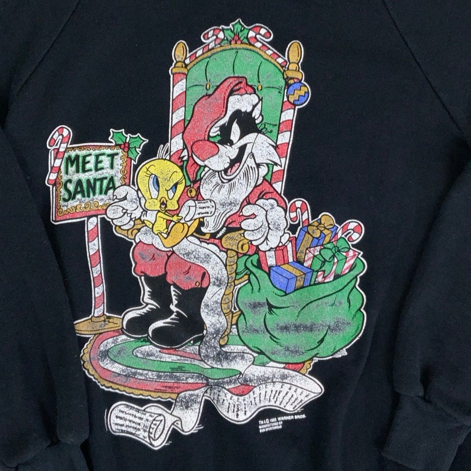 Vintage 1993 'Warner Bros' Official Cartoon Black Graphic Sweatshirt M