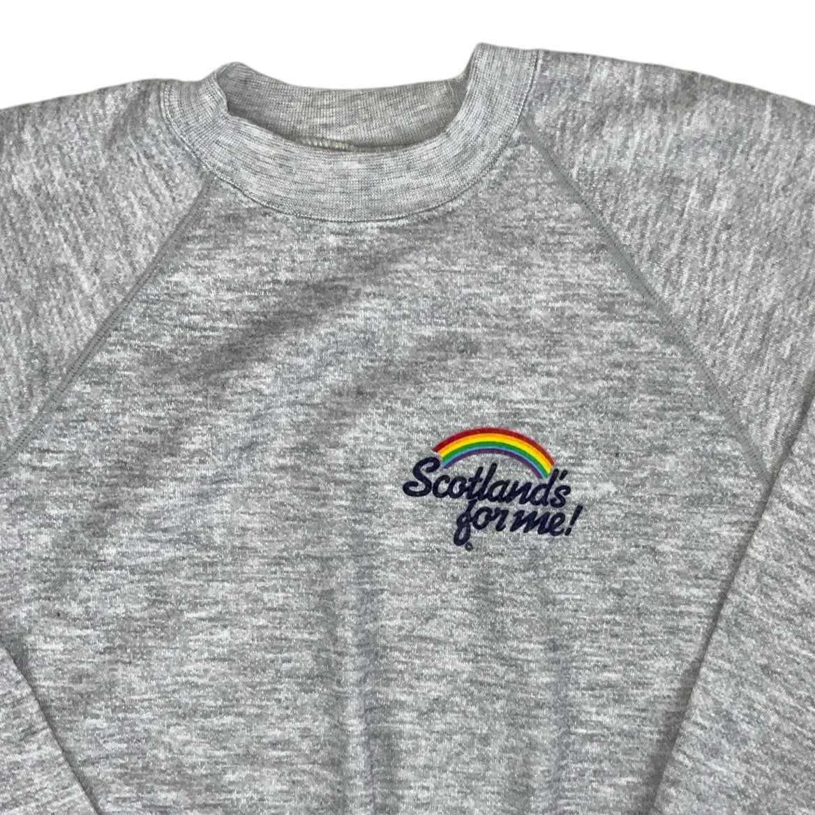 Vintage 90s 'Sweat Trends' Grey 'Scotland's for me!' Spell-Out Graphic Sweatshirt S M