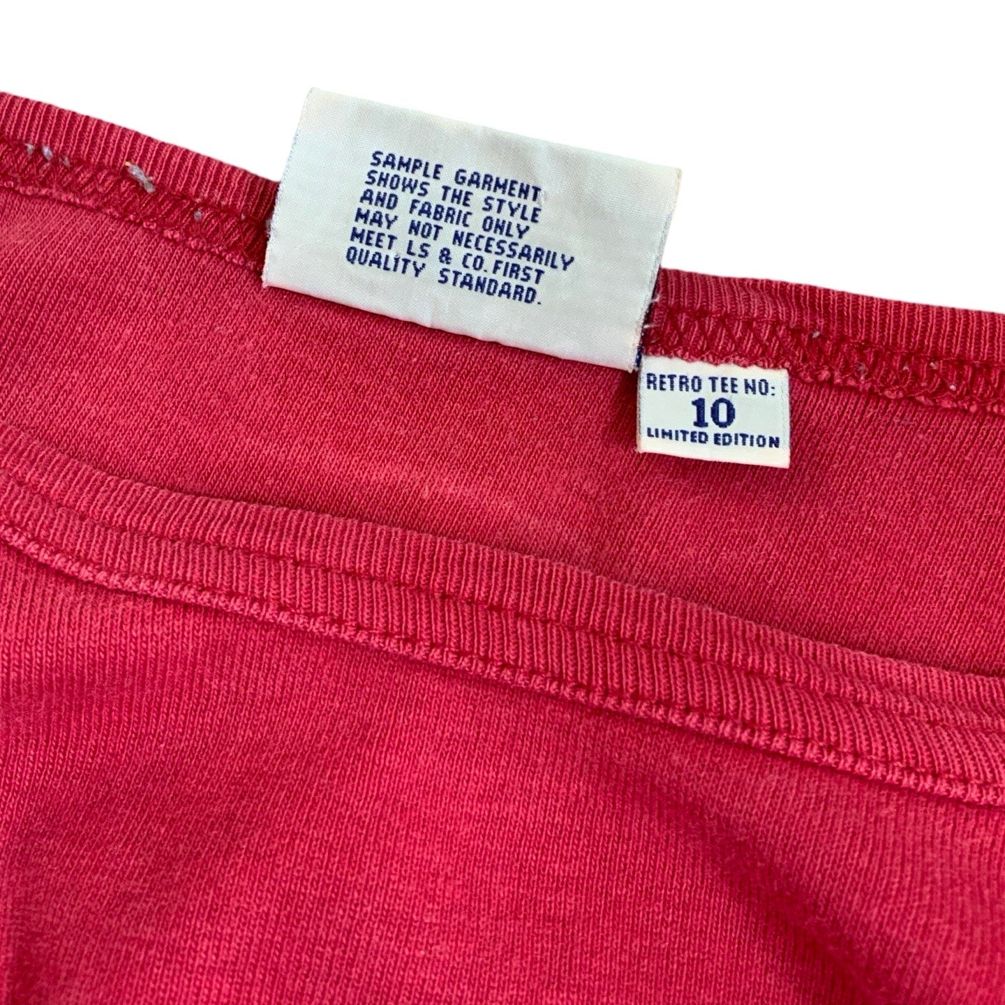 Vintage 'Retro Tee No: 10.' Levi's Limited Edition Sample Red Spell-Out Short Sleeved T-Shirt S