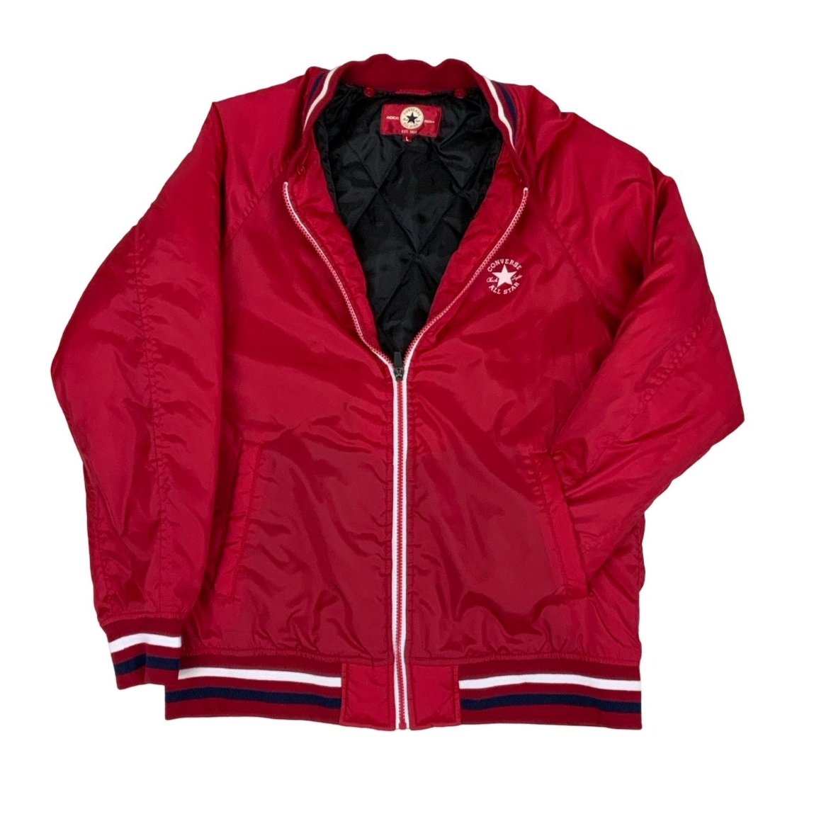 Vintage 90s Converse Red Quilted Bomber Jacket L XL