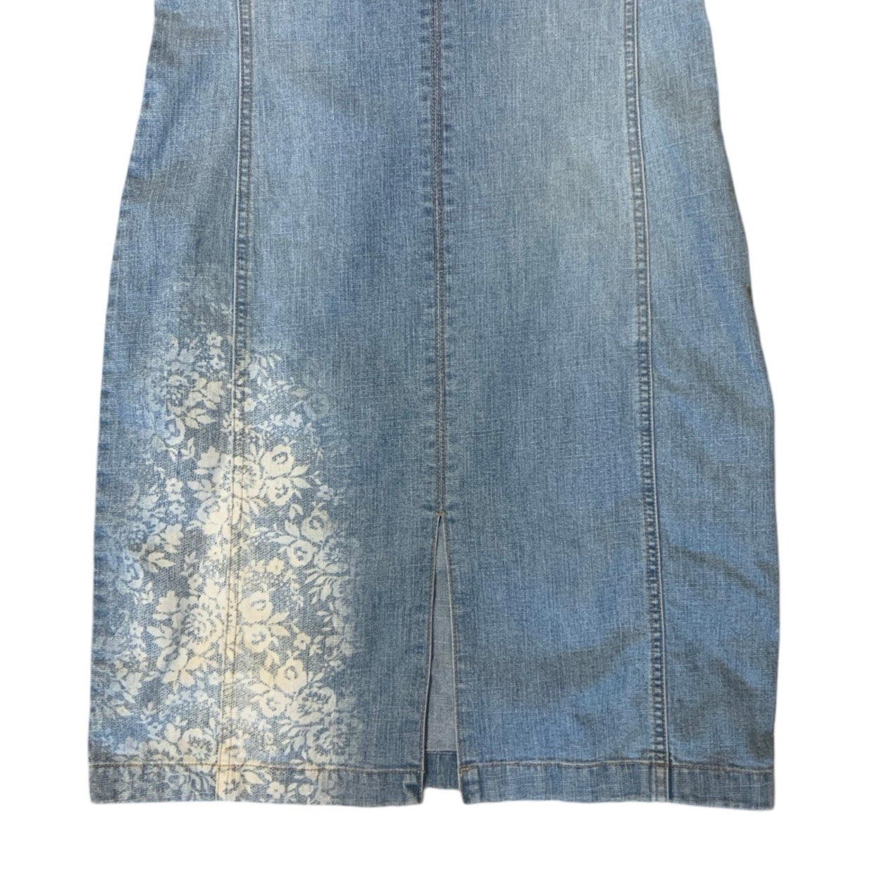 Vintage 90s 00s Y2k Light Denim Floral Midi Dress 10 12 S