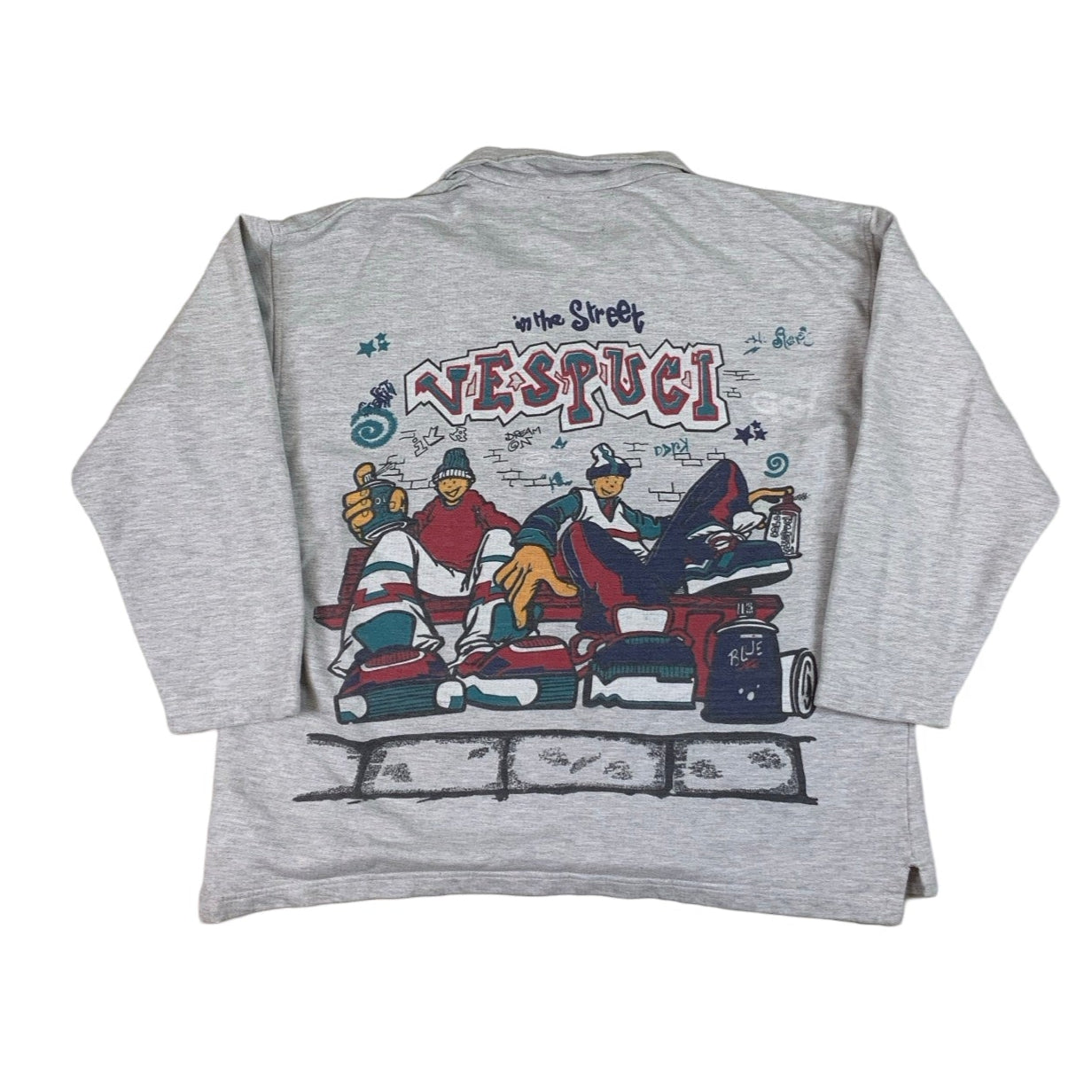 Vintage 90s Hiphop Graffiti Grey Sweatshirt M L