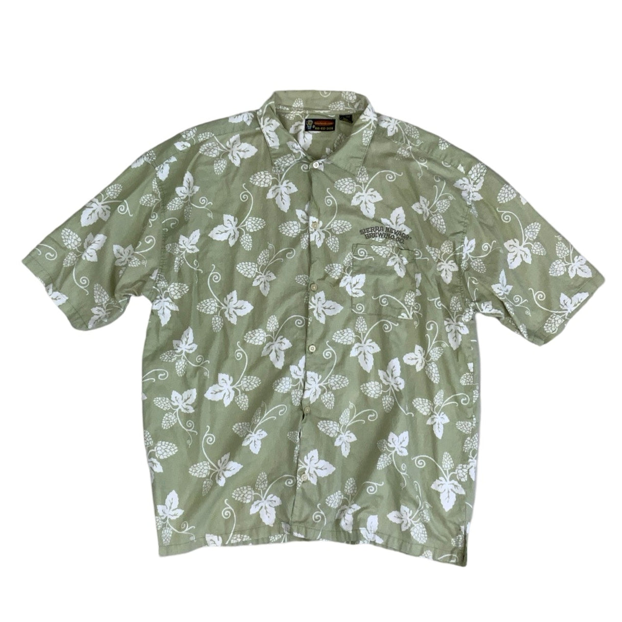 Vintage 90s 'Sierra Nevada Brewing Co.' Green Hawaiian Floral Short Sleeved Shirt XL 2XL