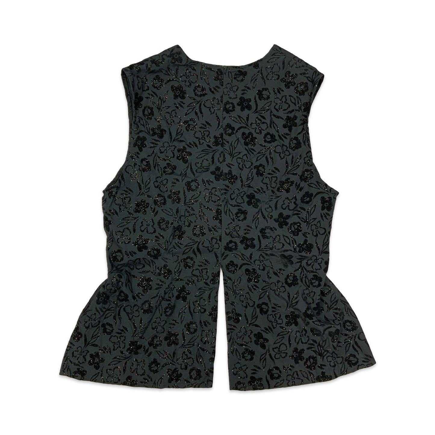Vintage Black Glittery Floral Waistcoat 16