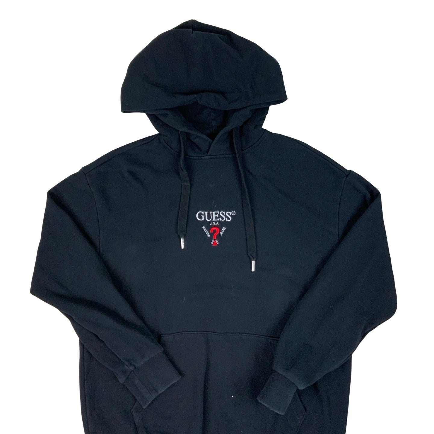 Black Guess Embroidered Logo Hoodie M L