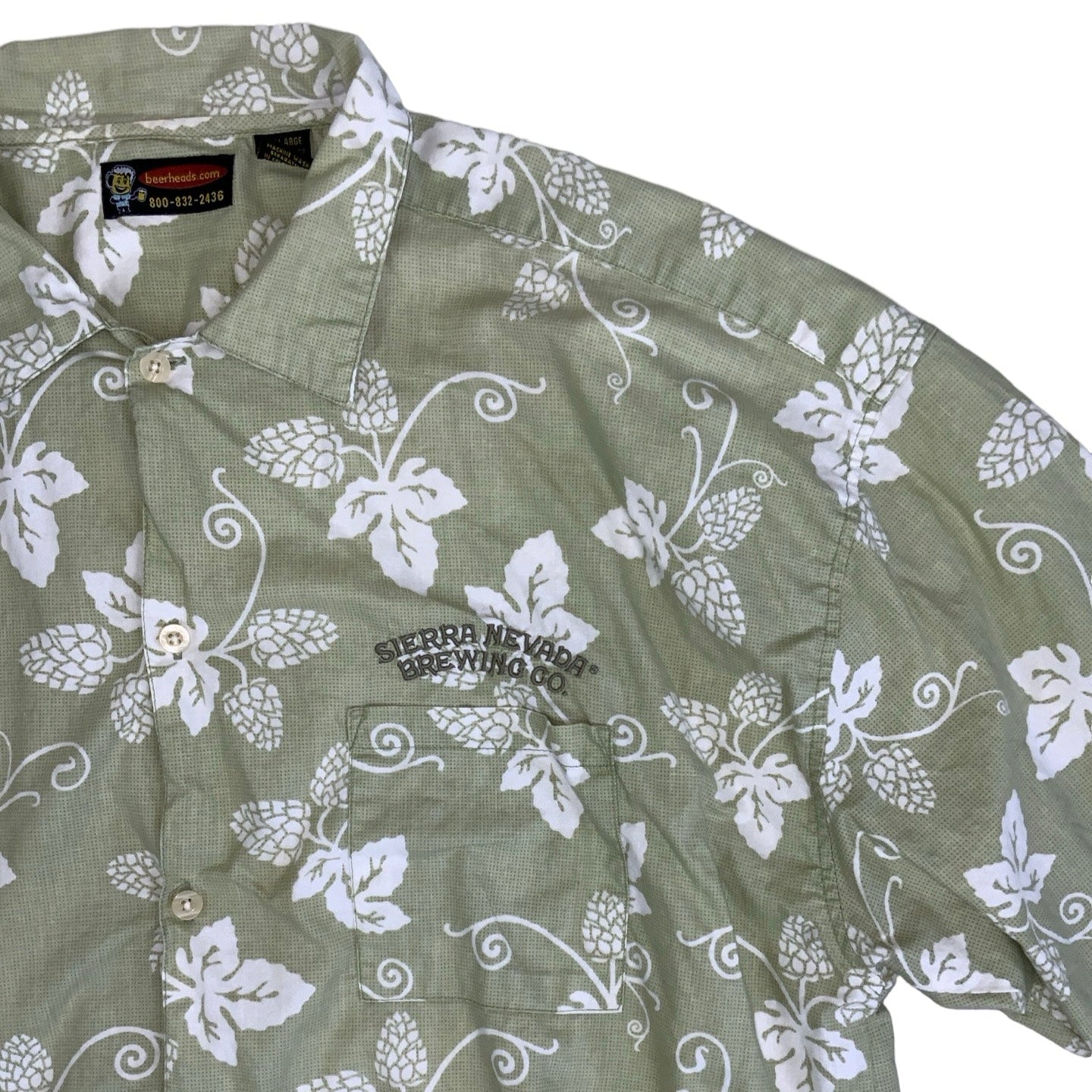 Vintage 90s 'Sierra Nevada Brewing Co.' Green Hawaiian Floral Short Sleeved Shirt XL 2XL