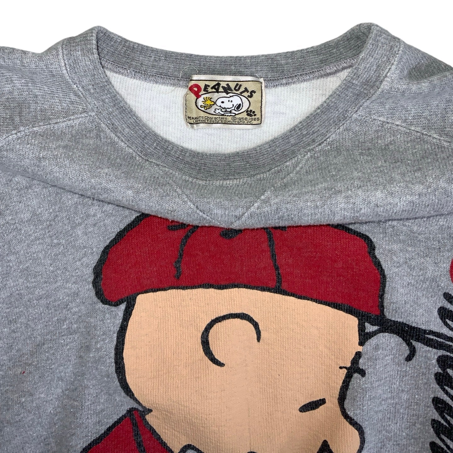 Vintage 'Peanuts' Grey 'Charlie Brown' Cartoon Characters Graphic Sweatshirt M L