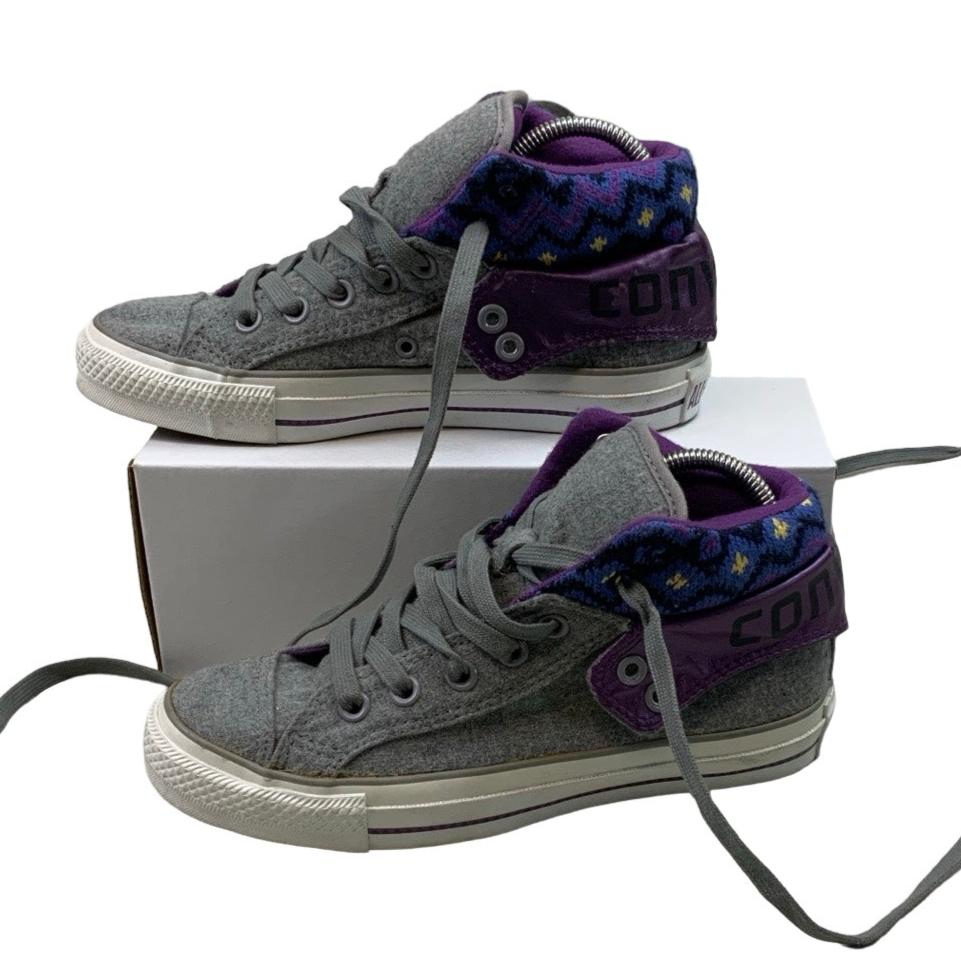 Vintage 90s Chuck Taylor Converse Grey Purple High-Top Trainers UK4