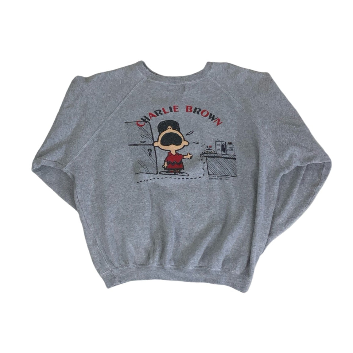 Vintage 'Peanuts' Grey 'Charlie Brown' Cartoon Characters Graphic Sweatshirt M L