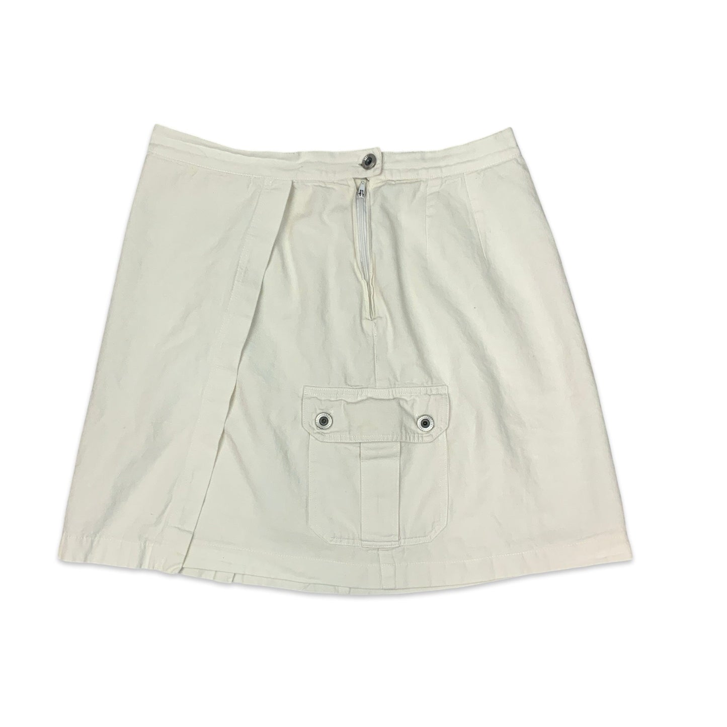 90s White Cargo Wrap Around Mini Skirt 14