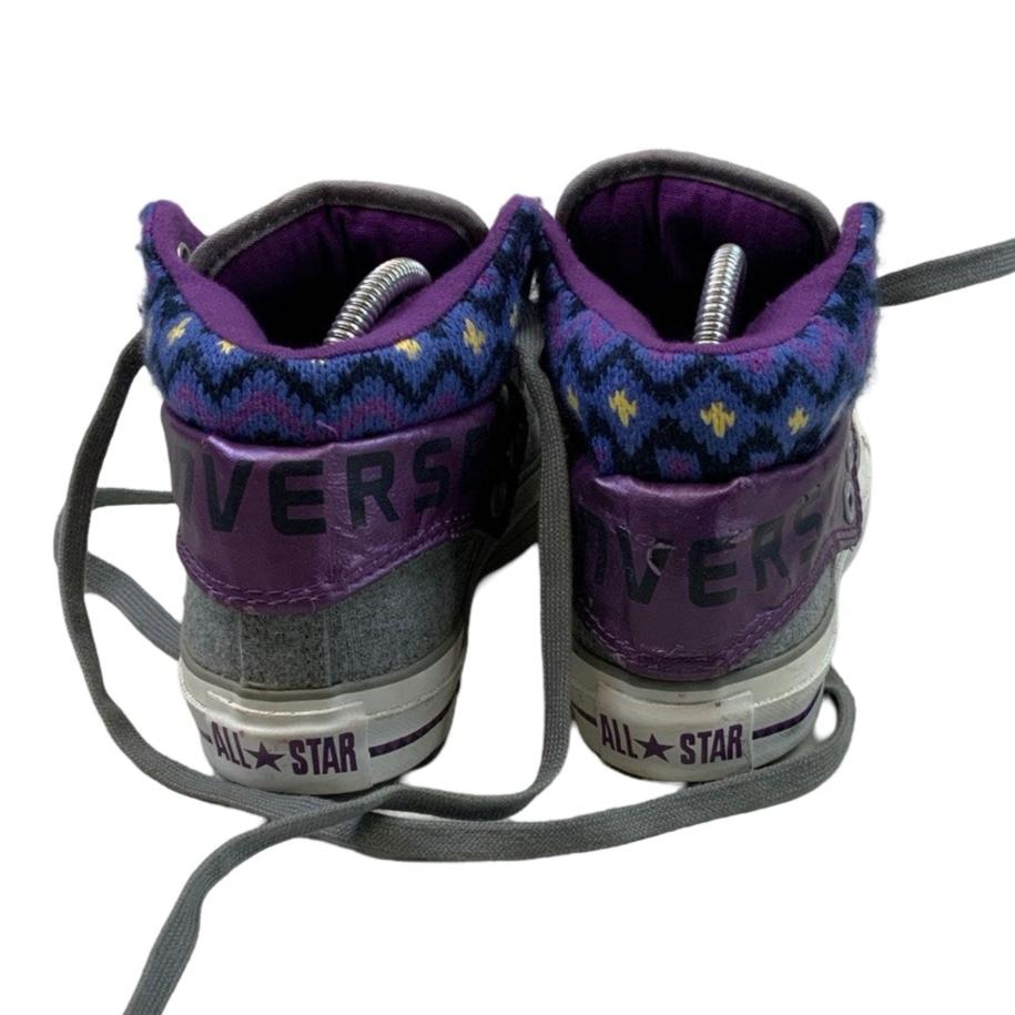 Vintage 90s Chuck Taylor Converse Grey Purple High-Top Trainers UK4